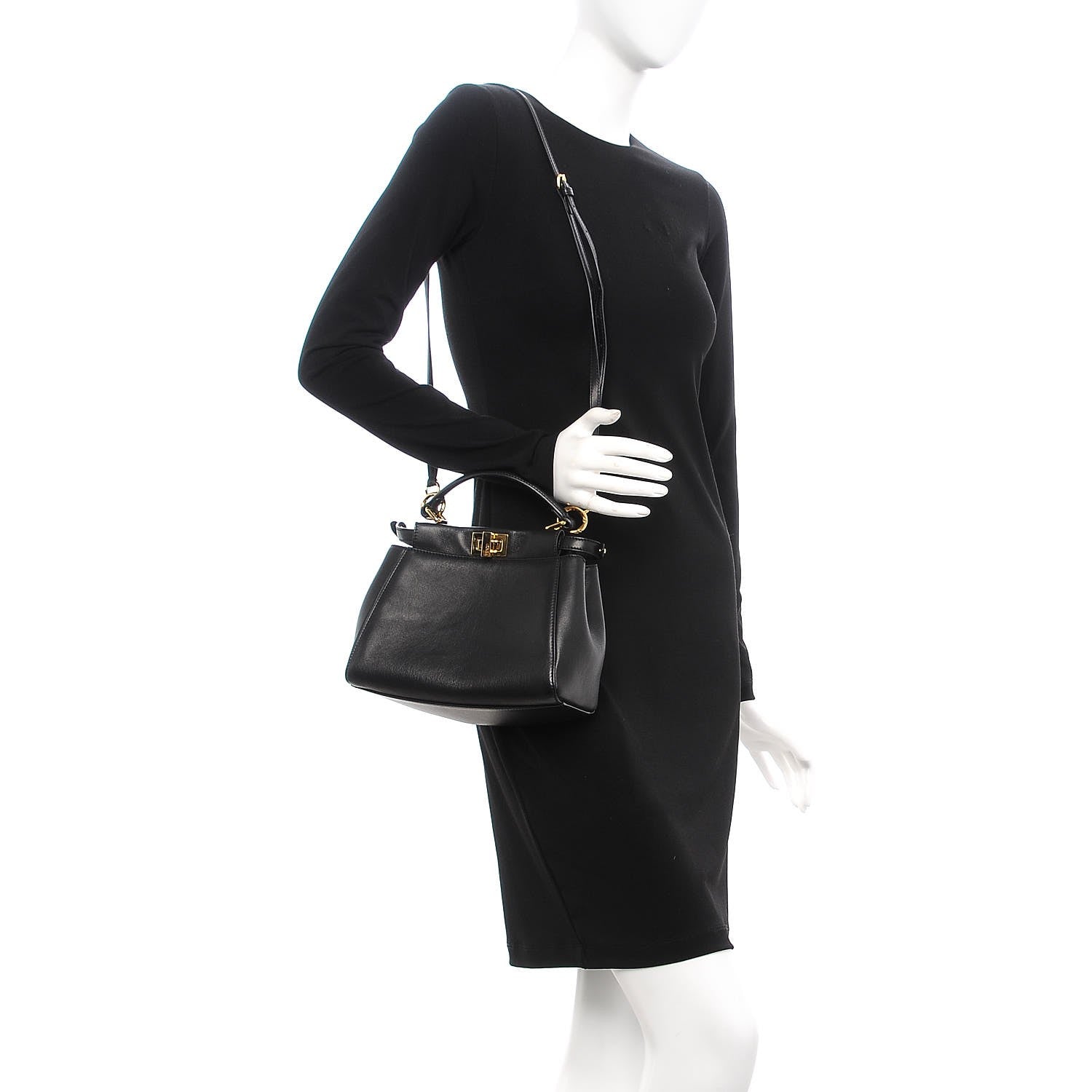 Fendi Nappa Mini Peekaboo Iconic Satchel Black 2 of 12
