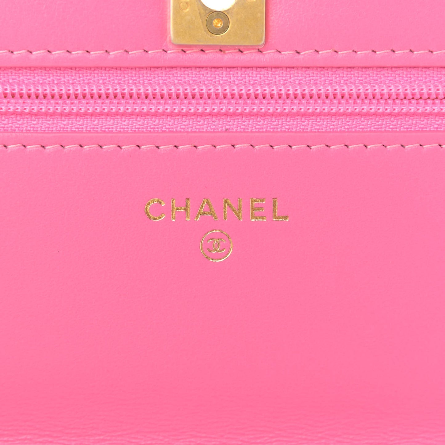Lambskin Quilted CC Pearl Crush Wallet on Chain WOC Pink