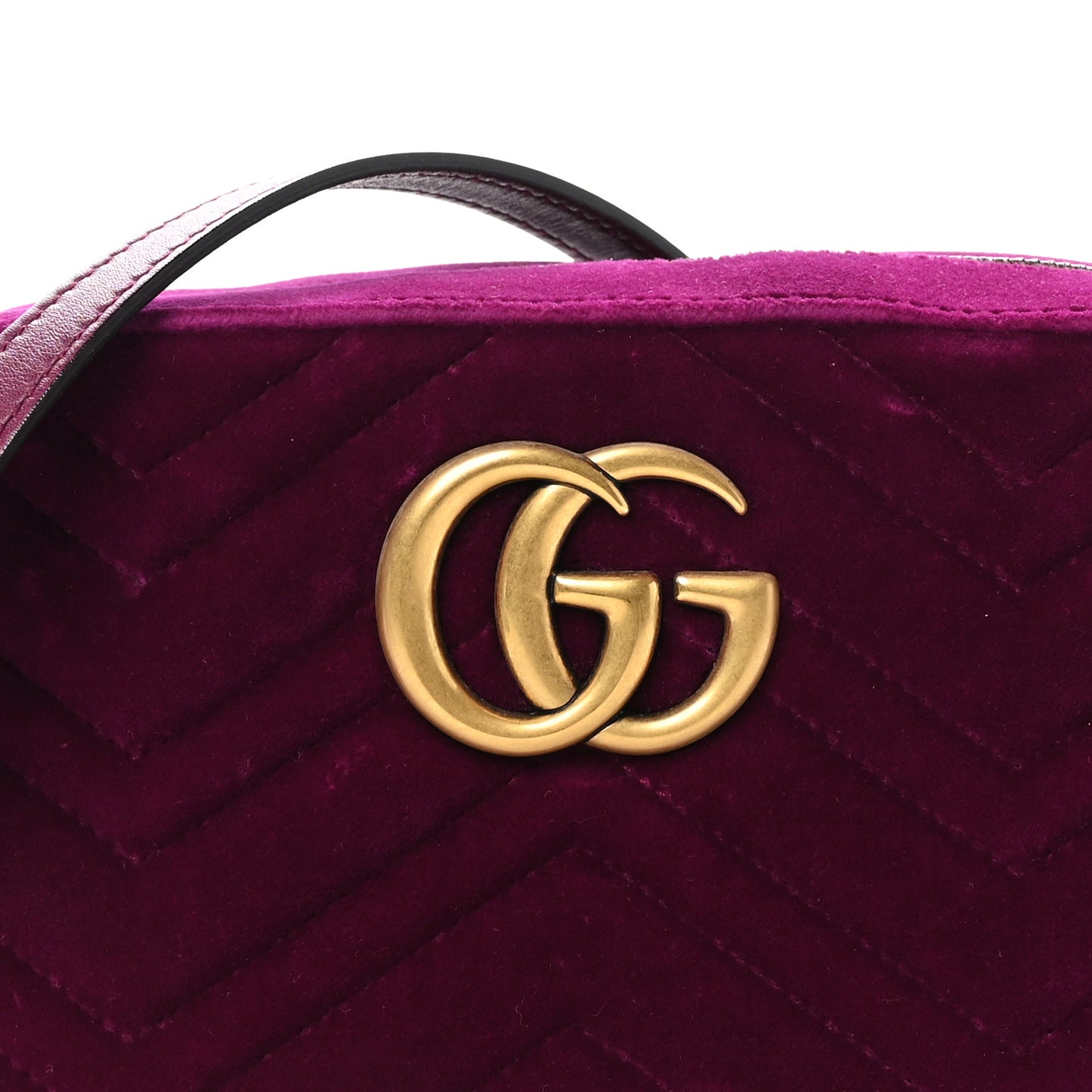 Velvet Matelasse Small GG Marmont Chain Shoulder Bag Cyclamen