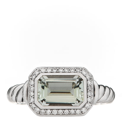 David Yurman Sterling Silver Diamond Prasiolite 8.5mm Novella Ring 52 6 1 of 6