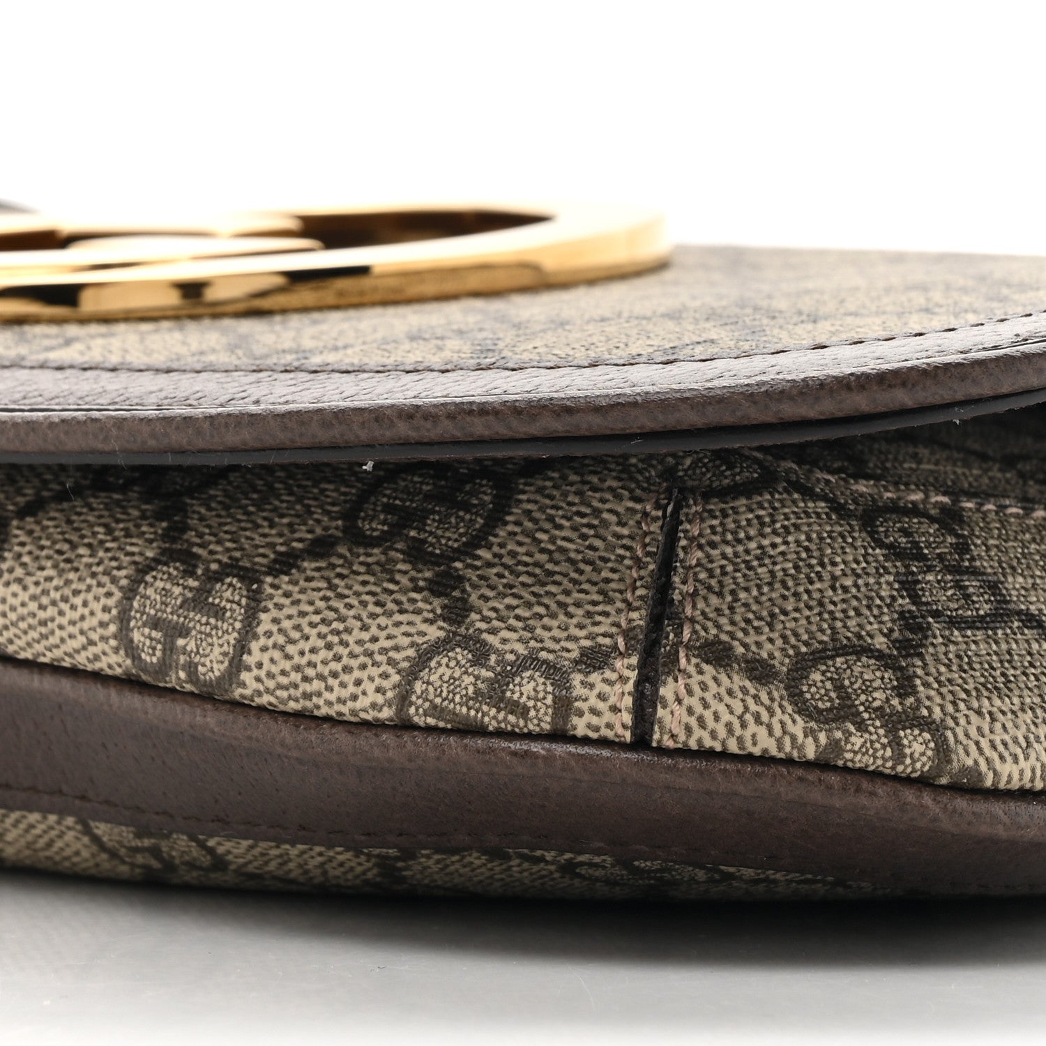 Gucci GG Supreme Monogram Textured Dollar Calfskin Blondie Chain Shoulder Flap Bag Beige Ebony New Acero 9 of 10