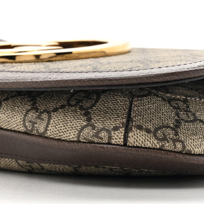 Gucci GG Supreme Monogram Textured Dollar Calfskin Blondie Chain Shoulder Flap Bag Beige Ebony New Acero 9 of 10