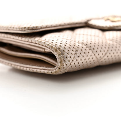 Chanel Metallic Perforated Lambskin Quilted Large Flap Wallet  Light Pink 9 of 12