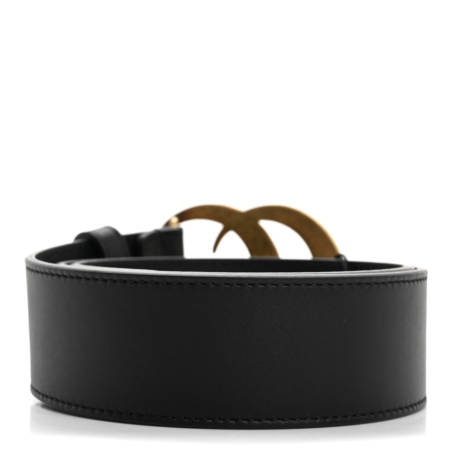 Moon Calfskin Pearl Double G 40mm Belt 70 28 Black Cream