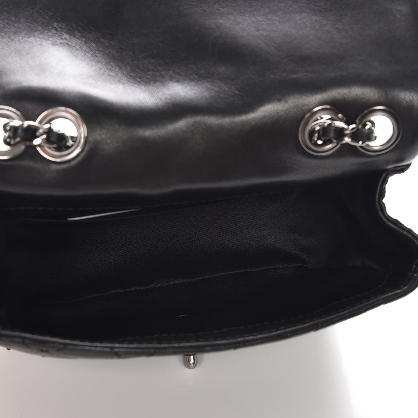 Lambskin Quilted Beaded Extra Mini Flap Black