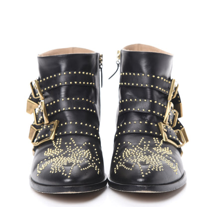 Chloe Nappa Sheepskin Studded Susanna Ankle Boots 39 Black 2 of 12