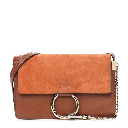 Chloe Suede Calfskin Small Faye Shoulder Bag Tobacco 1 of 13