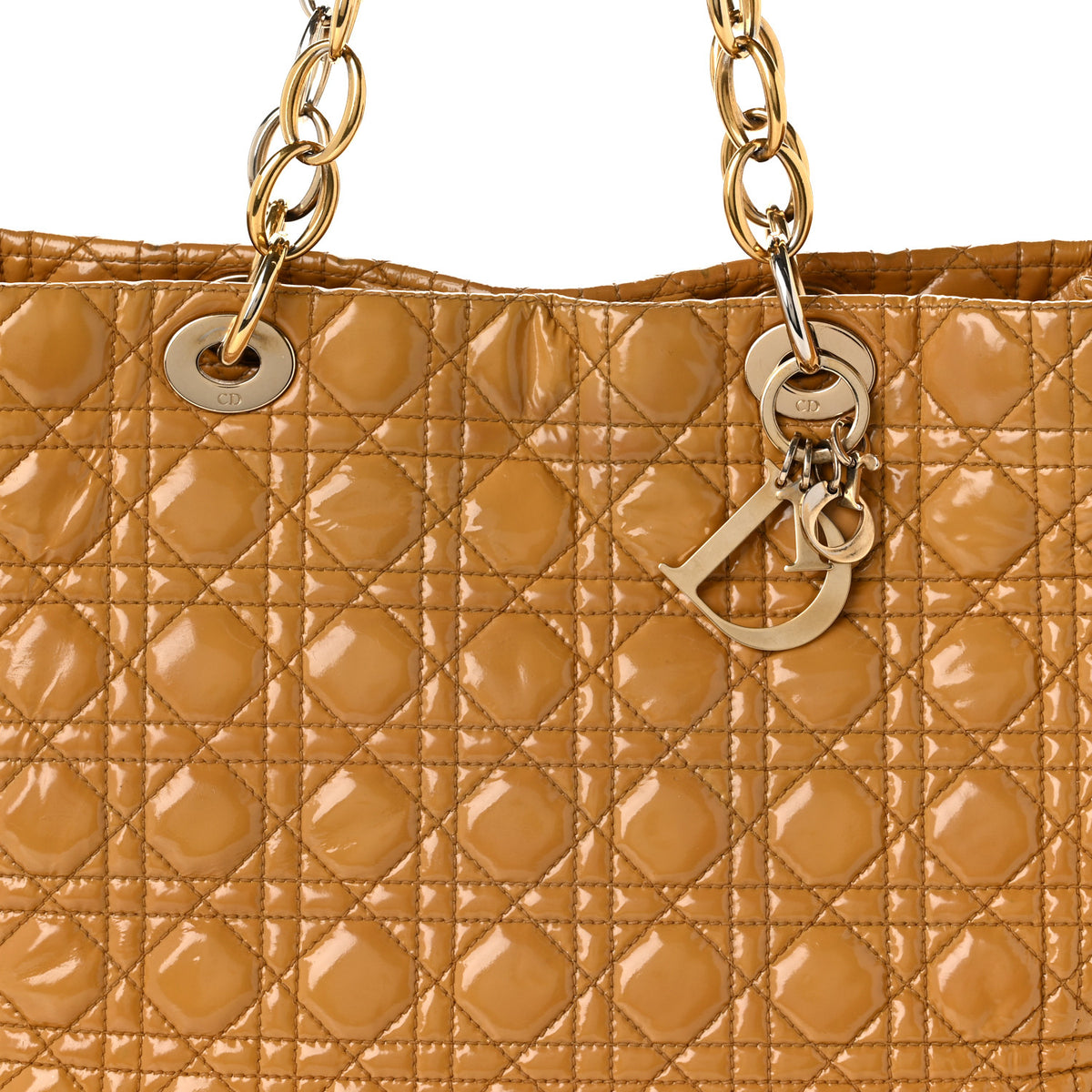Christian Dior Patent Cannage Large Dior Soft Shopping Tote Beige 8 of 10