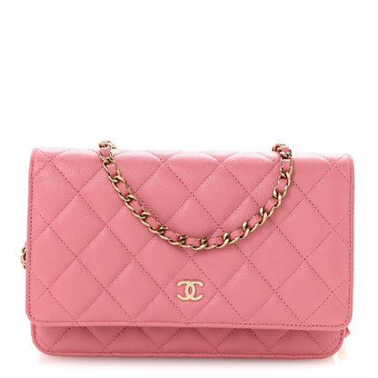 Chanel Caviar Quilted Wallet on Chain WOC Pink 1 of 15