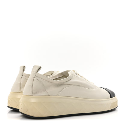 Chanel Lambskin Cap Toe CC Sneakers 39.5 White Black 5 of 9
