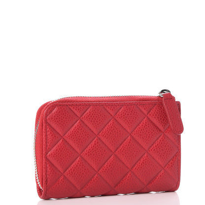 Chanel Caviar Quilted Diamond CC Key Holder Case Dark Pink 3 of 10