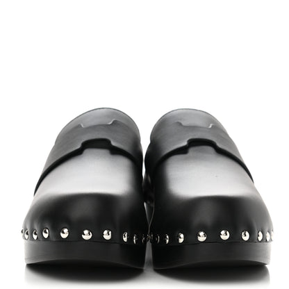 Hermes Calfskin Calya Mules 36 Black 2 of 9