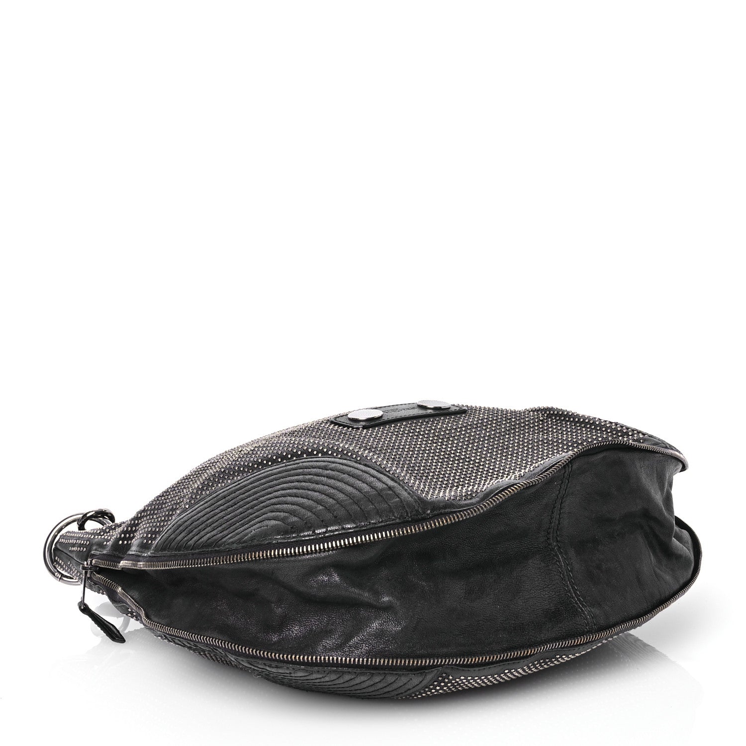 Alexander McQueen Studded Calfskin Faithful Zip Hobo Black 5 of 15