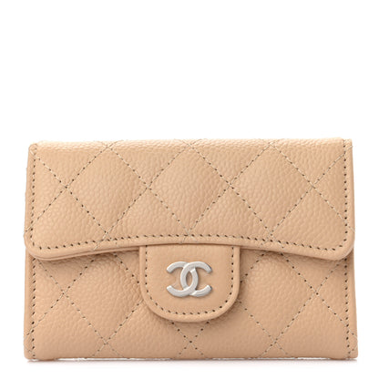 Chanel Caviar Quilted Flap Card Holder Wallet Beige 1 of 8
