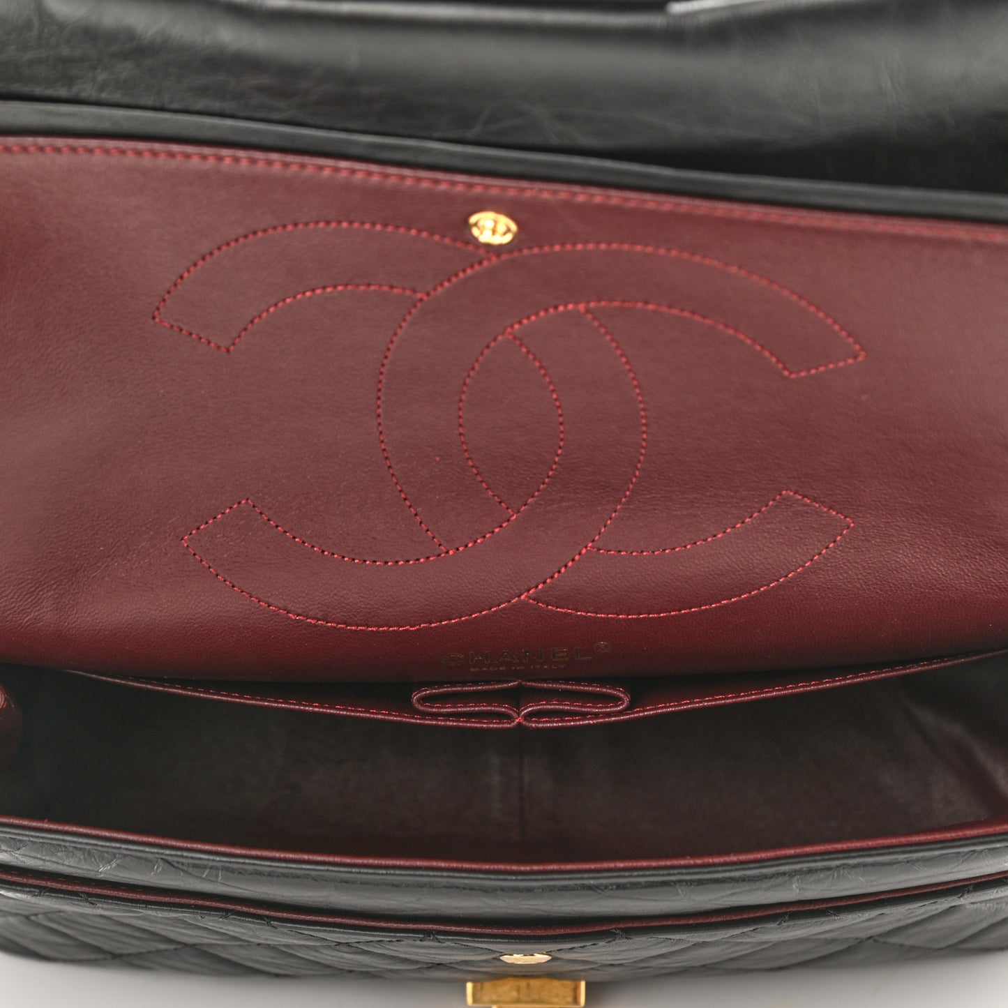Aged Calfskin Quilted 2.55 Reissue 227 Flap Black