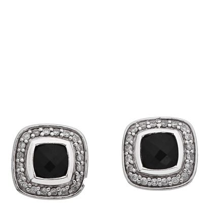 David Yurman Sterling Silver Diamond Black Onyx 5mm Petite Albion Earrings 1 of 4