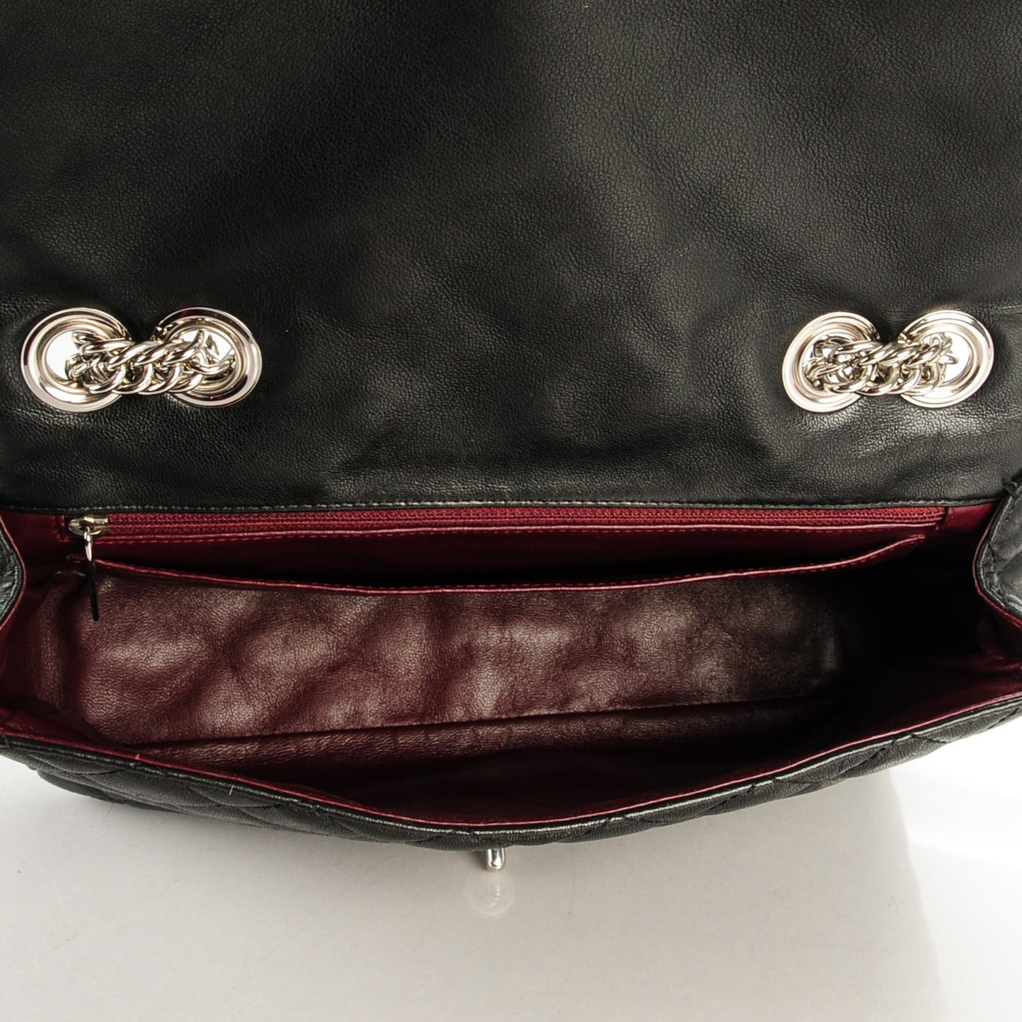 Washed Lambskin Quilted Jumbo Single Flap Bijoux Chain Black