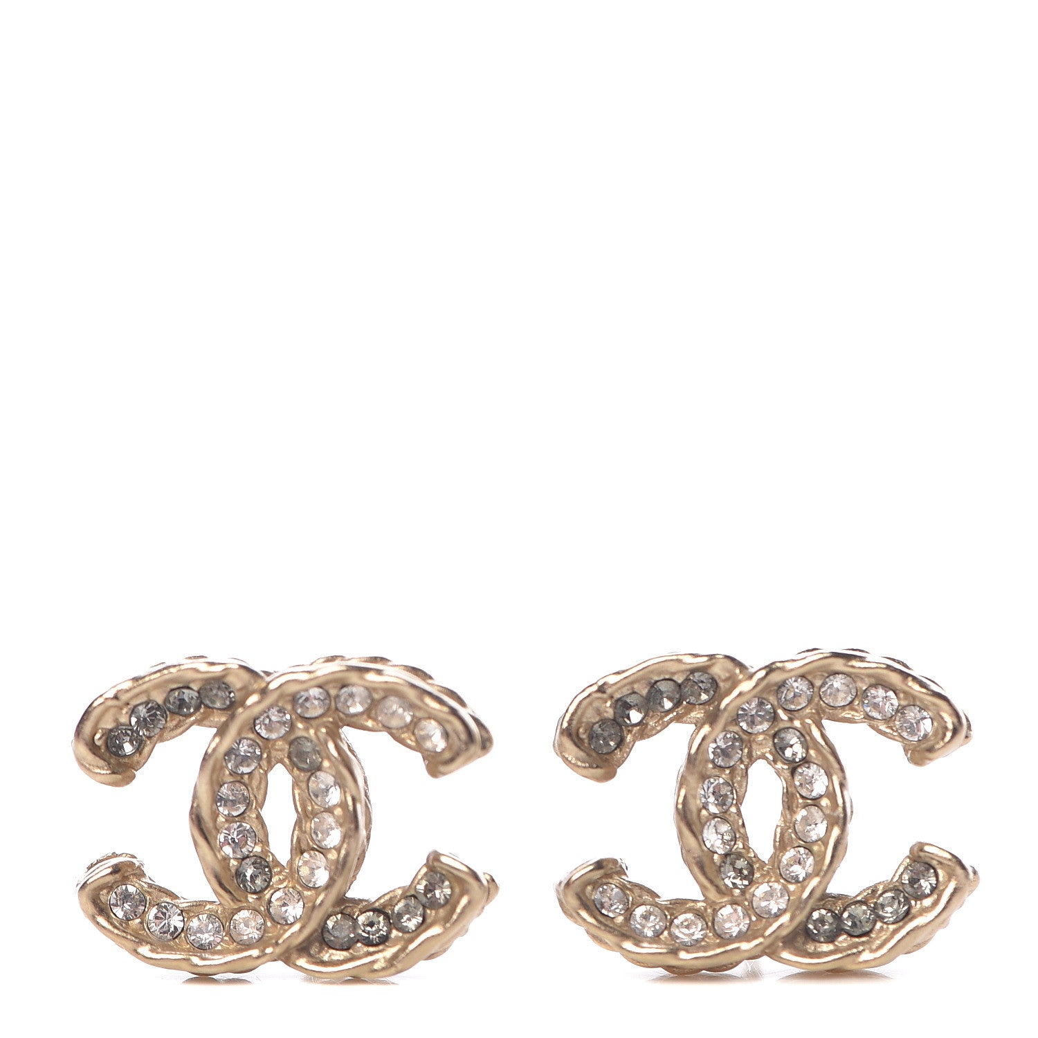 Chanel Crystal CC Earrings Gold 1 of 4