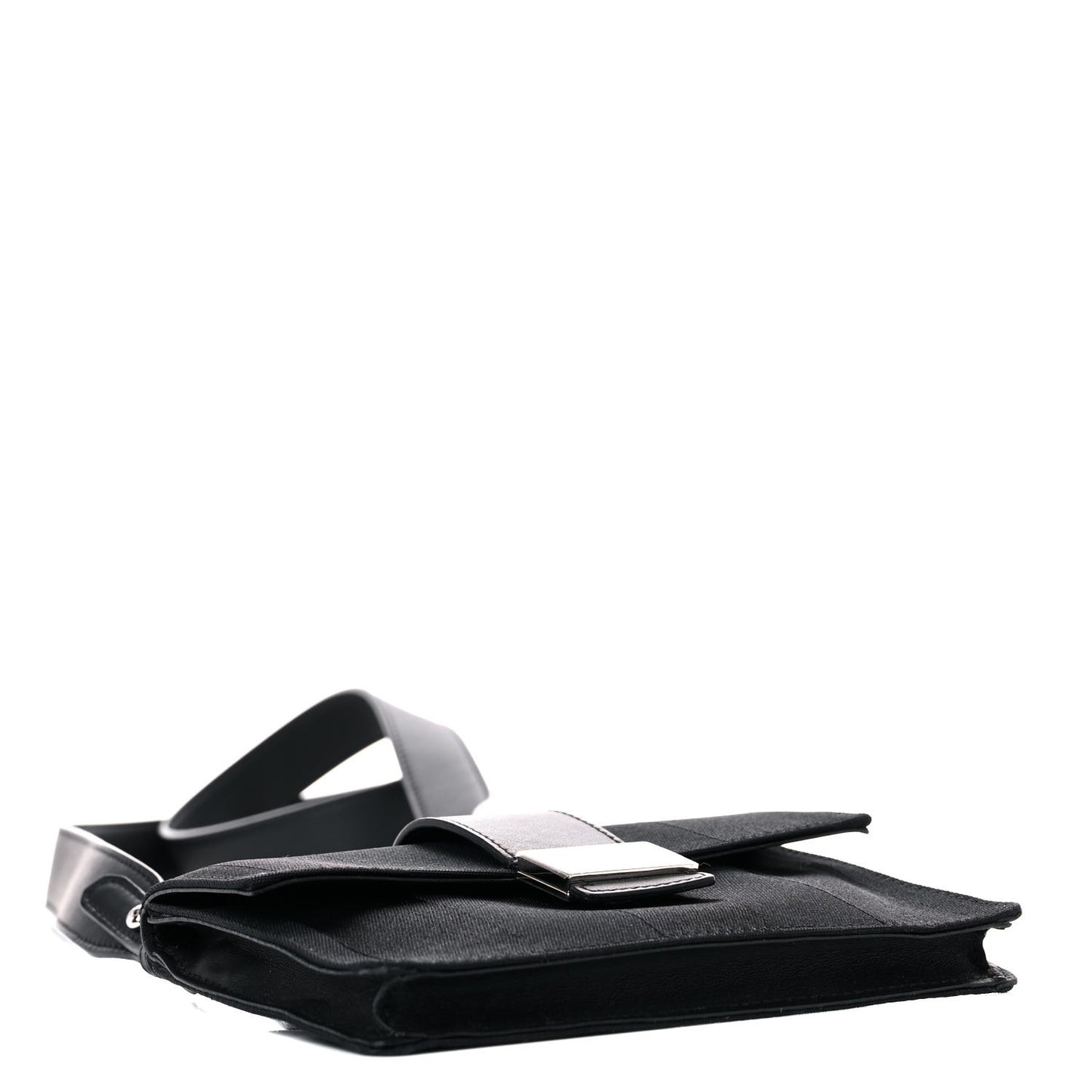 Recycled Nylon Vitello Grace Light Pequin Baguette Belt Pouch Black