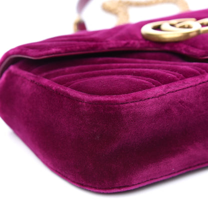 Gucci Velvet Matelasse Mini GG Marmont Shoulder Bag Fuchsia Violet Cyclamen 7 of 11