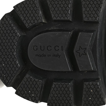 Gucci Calfskin Embroidered Lace Up Combat Ankle Boots 36 Black 6 of 14