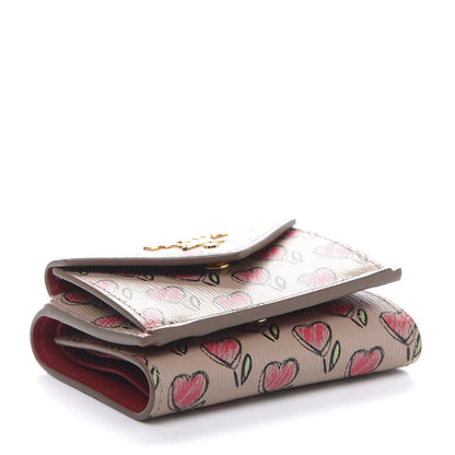 Prada Vitello Move Love Print Envelope Tri-Fold Wallet Cipria 4 of 9