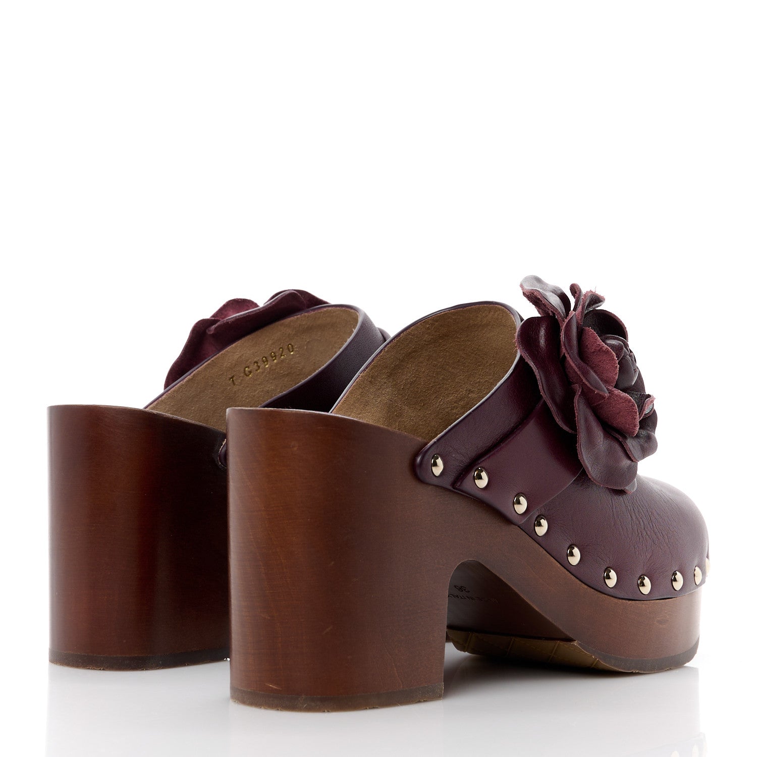 Chanel Calfskin Camellia Clogs 36 Dark Purple 4 of 10