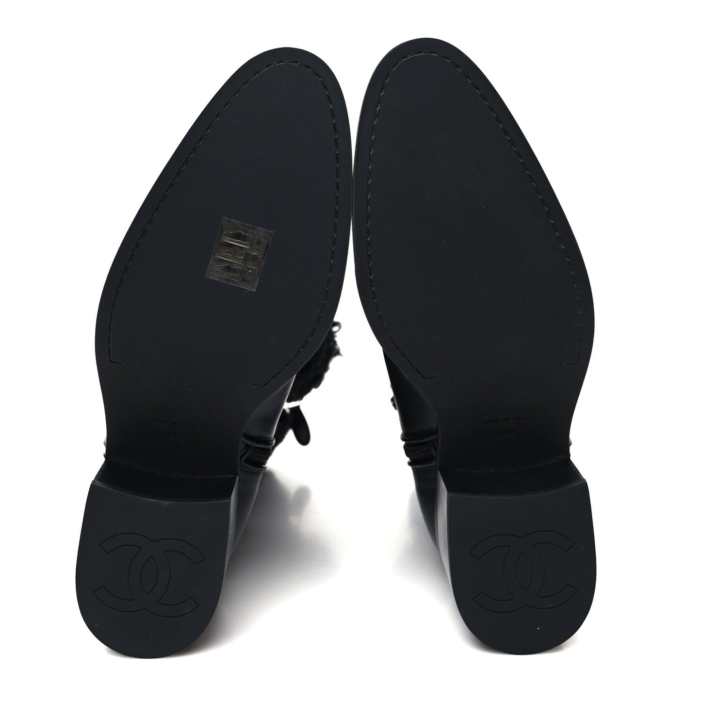 Lambskin Shearling CC High Boots 38.5 Black