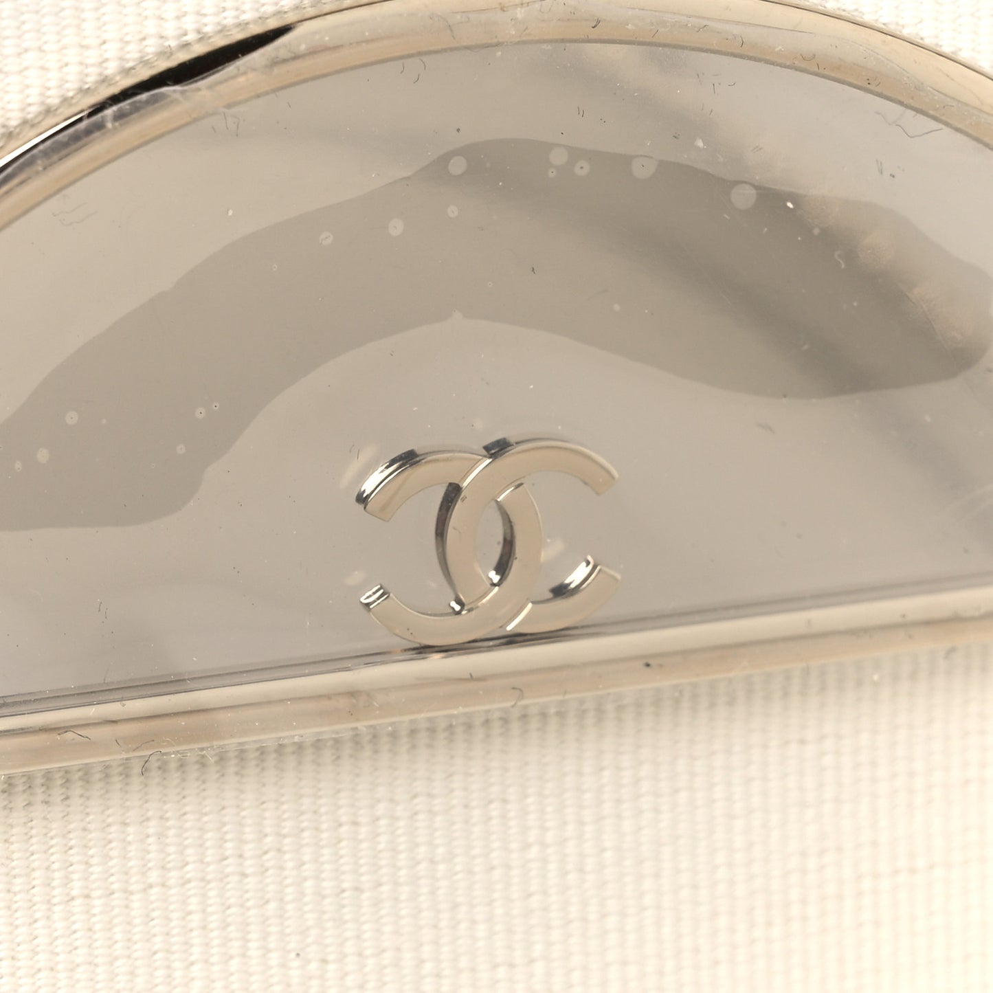 Caviar Quilted Round Handle With Care Vanity With Chain White