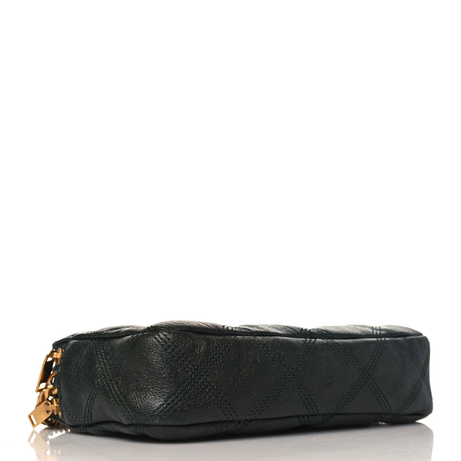 Saint Laurent Grained Lambskin Quilted Mini Becky Double Zip Bag Dark Green 4 of 11