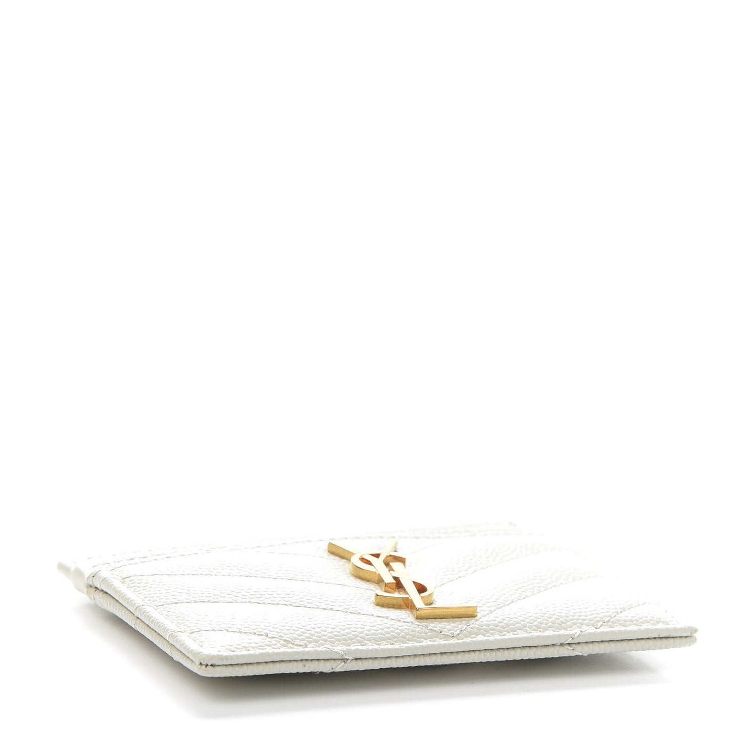 Grain De Poudre Matelasse Chevron Monogram Credit Card Case Crema Soft