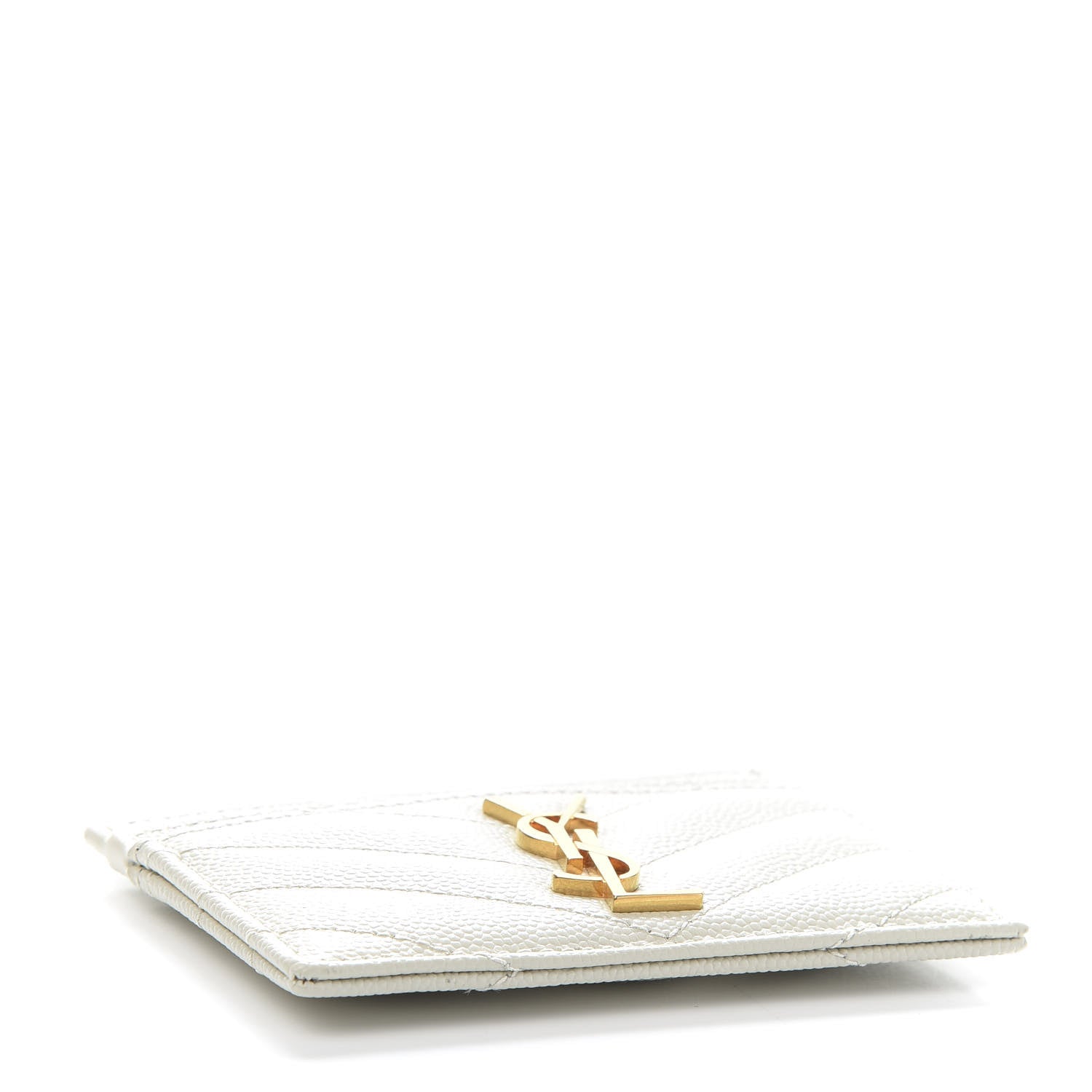 Saint Laurent Grain De Poudre Matelasse Chevron Monogram Credit Card Case Crema Soft 4 of 8