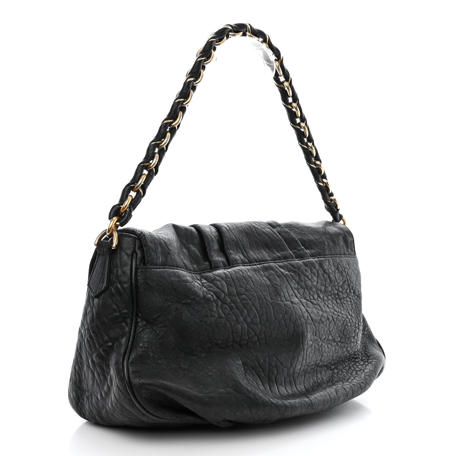 Fendi Crinkled Lambskin Mia Shoulder Flap Black 3 of 11