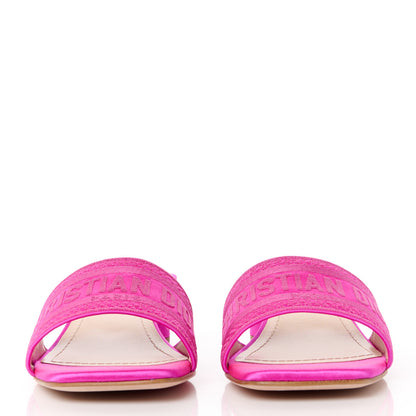 Christian Dior Satin Dioriviera Embroidered Dway 35mm Slide Sandals 39 Rani Pink 2 of 9