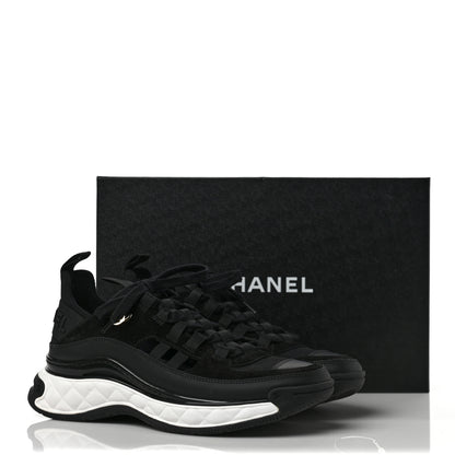 Chanel Velvet Calfskin Mixed Fibers CC Sneakers 38 Black 10 of 10