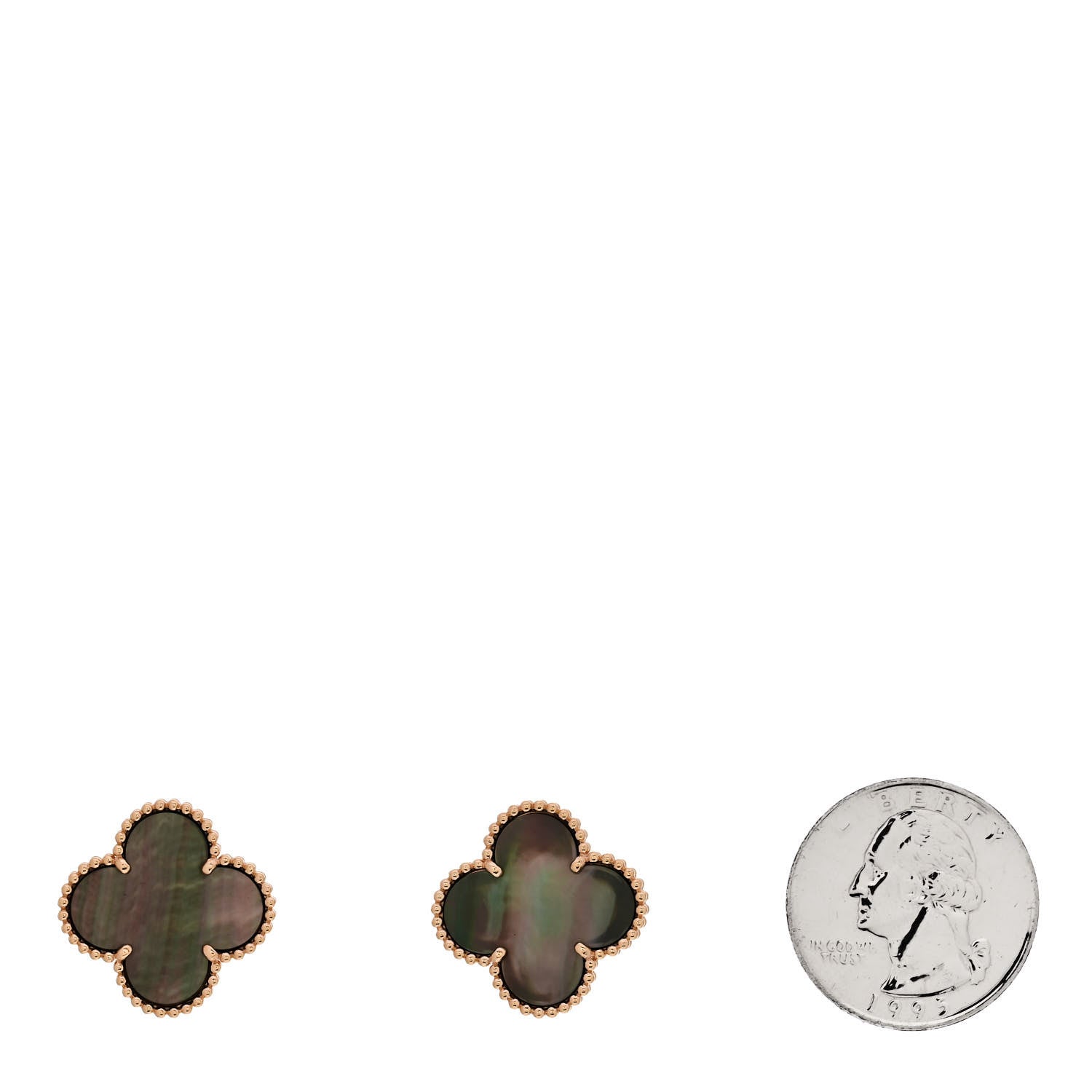 Van Cleef & Arpels 18K Rose Gold Grey Mother of Pearl Magic Alhambra Earrings 2 of 5