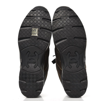 Chanel Metallic Fabric Calfskin Womens CC Sneakers 41 Golden Brown 5 of 8