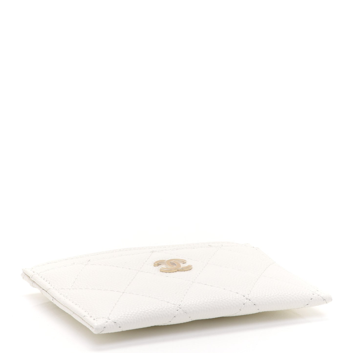 Caviar Quilted Card Holder White