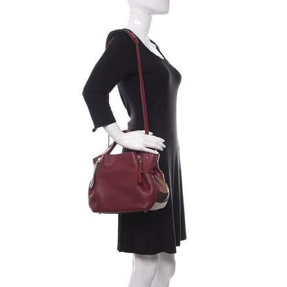 Burberry Grainy Calfskin House Check Small Maidstone Burgundy Red 2 of 11