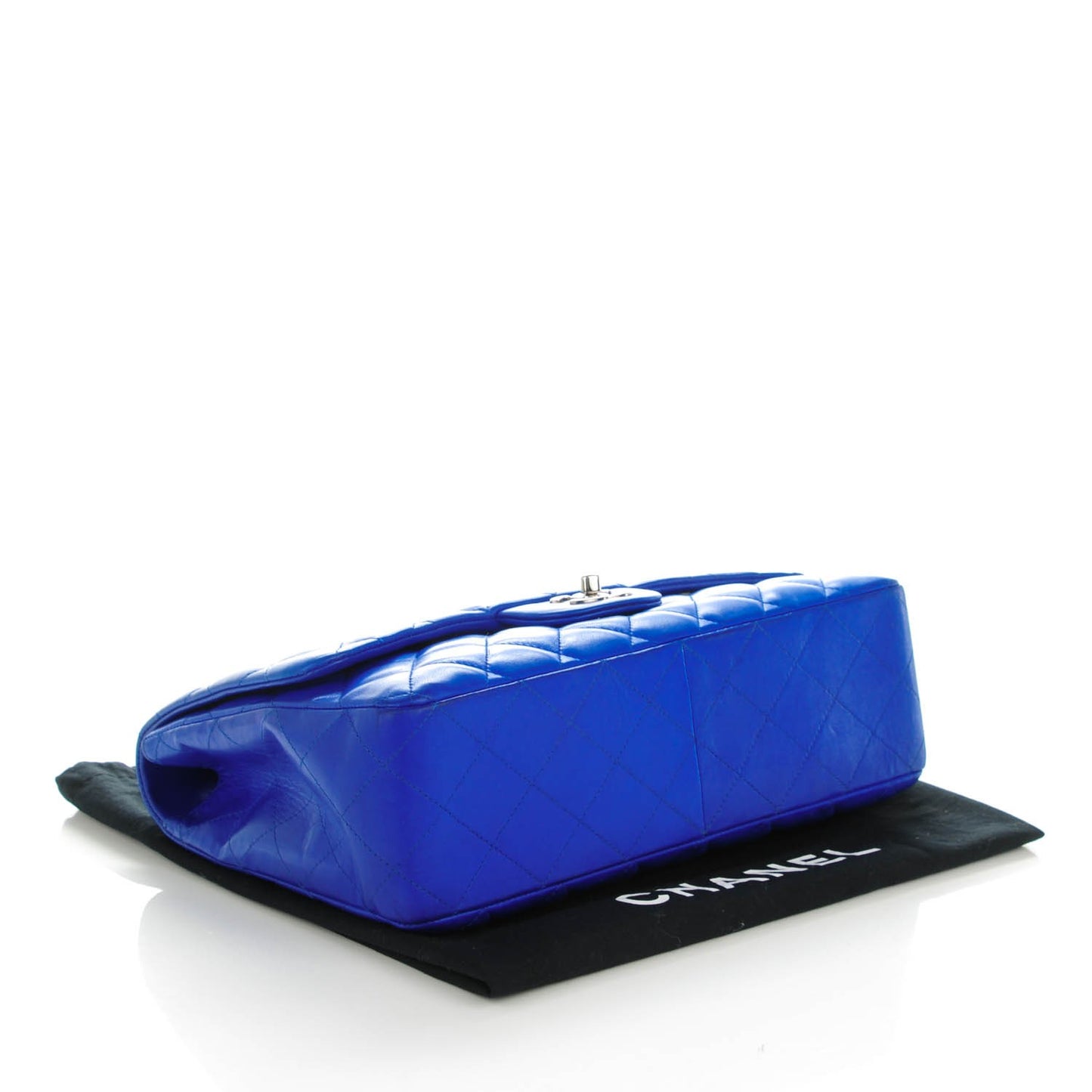 Lambskin Quilted Jumbo Single Flap Blue