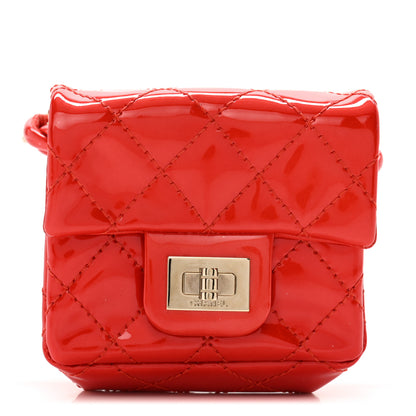 Chanel Patent Quilted 2.55 Ankle Wrist Bag Red 1 of 10