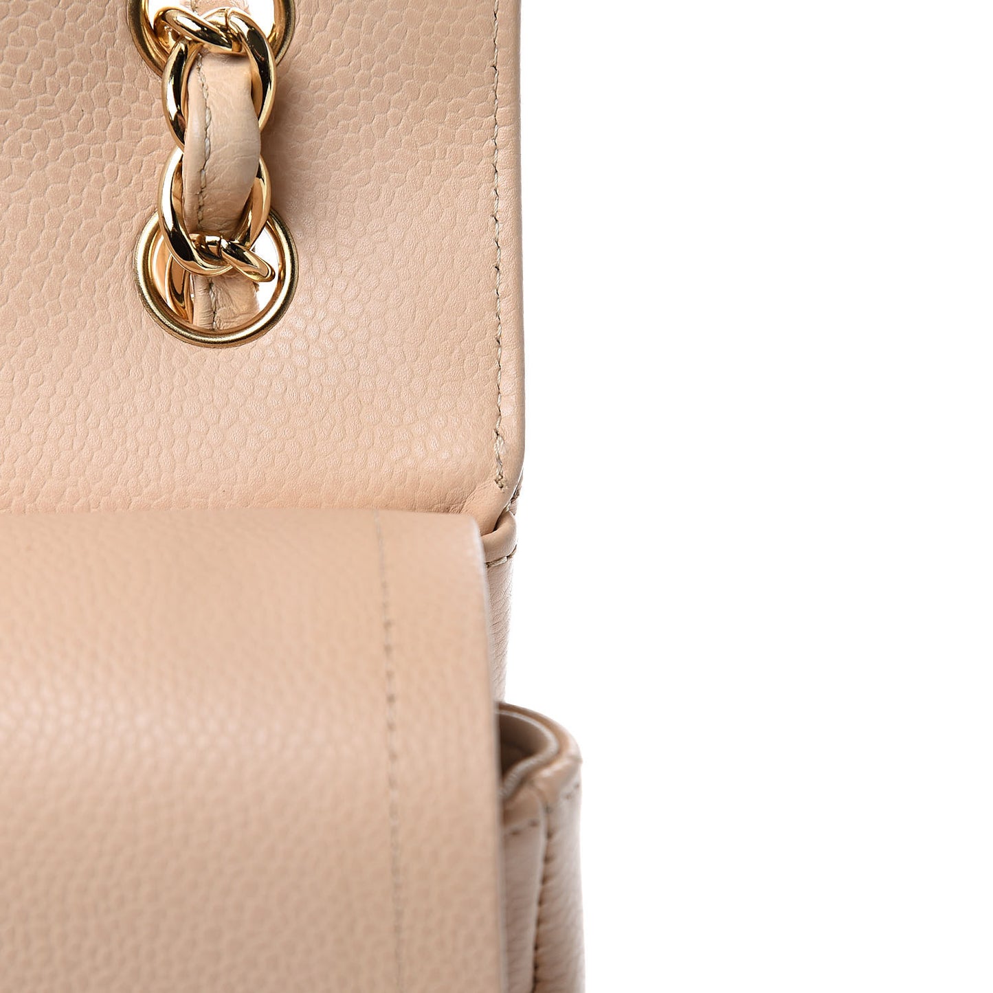 Caviar Quilted Jumbo Double Flap Beige Clair