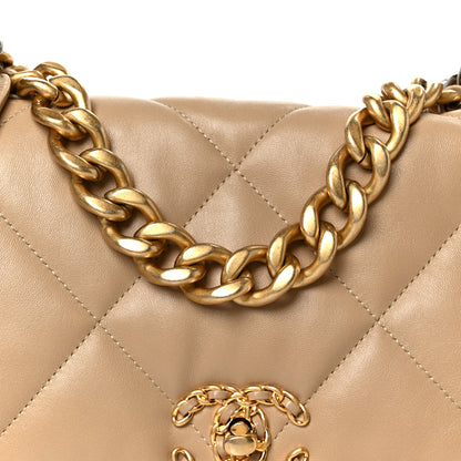 Chanel Lambskin Quilted Large Chanel 19 Flap Beige 8 of 11