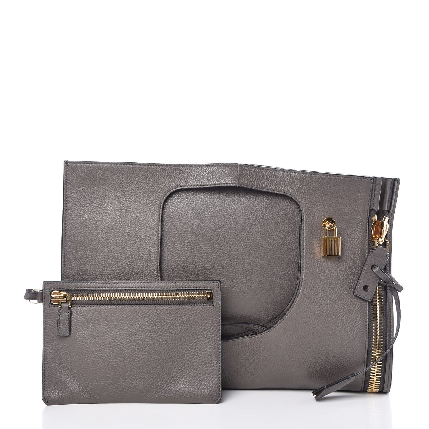 Calfskin Large Alix Padlock Zip Shoulder Bag Graphite