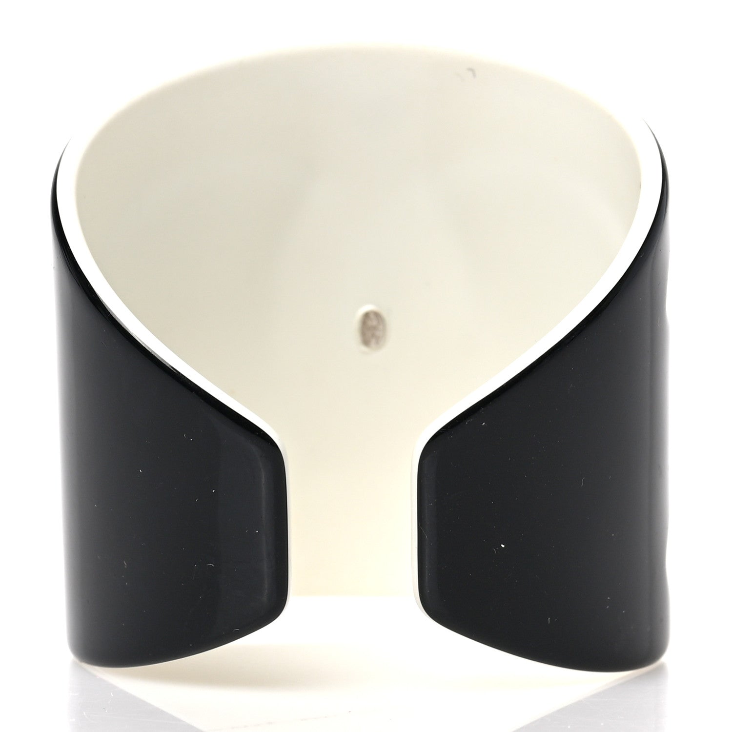 Chanel Resin CC Wide Cuff Black White 4 of 4