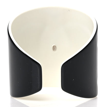 Chanel Resin CC Wide Cuff Black White 4 of 4
