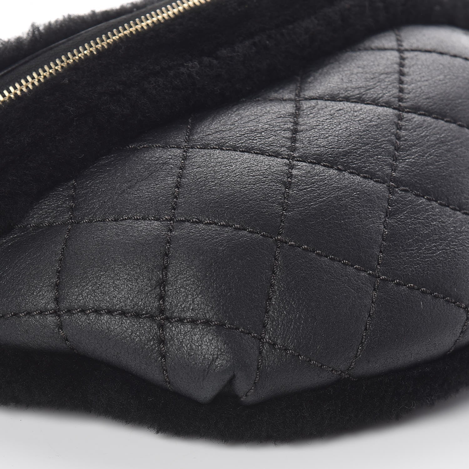 Chanel Calfskin Fur Quilted Waist Bag Fanny Pack Black 8 of 10