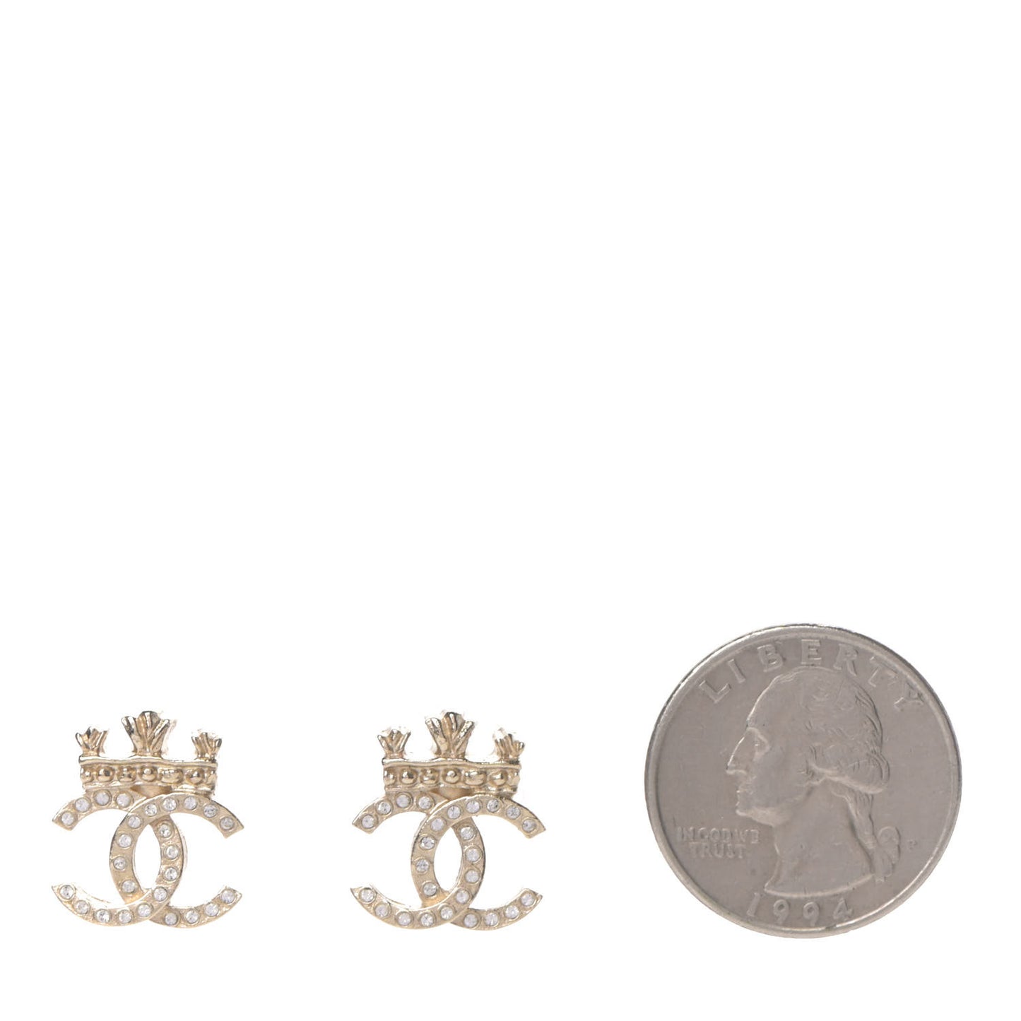 Crystal CC Crown Earrings Gold