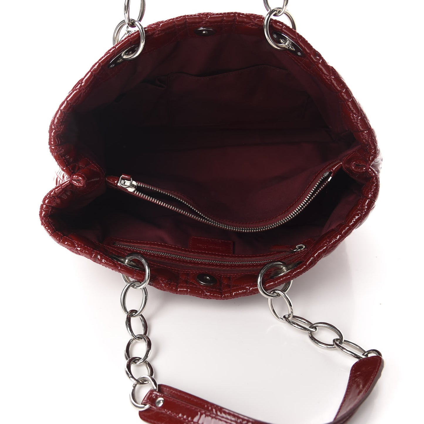 Patent Cannage Large Dior Soft Shopping Tote Red