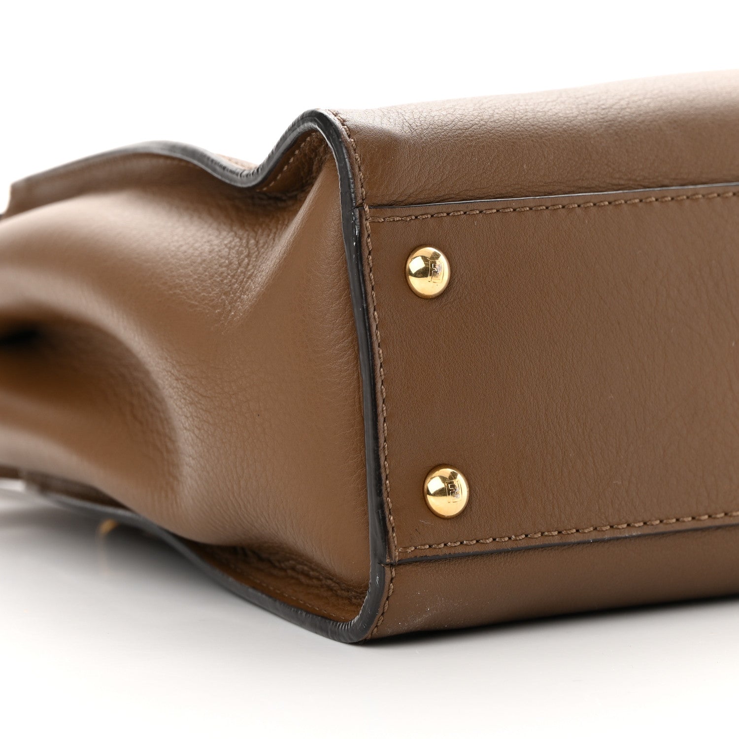 Fendi Vitello Seta Fabric Jacquard Pequin Medium Peekaboo Iconic Satchel Foresta Tobacco 10 of 15